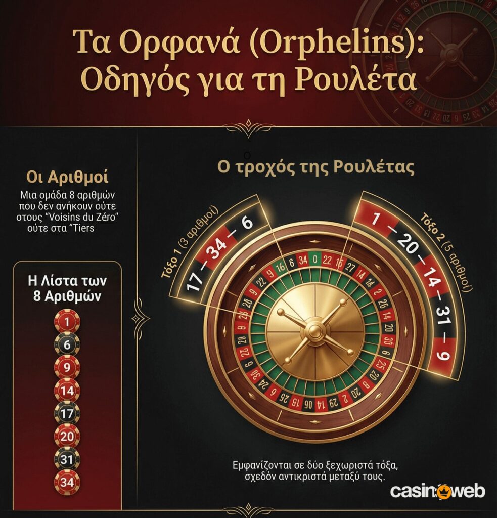 Ορφανά νούμερα ρουλέτας που ειναι στον τροχο της ρουλέτας 